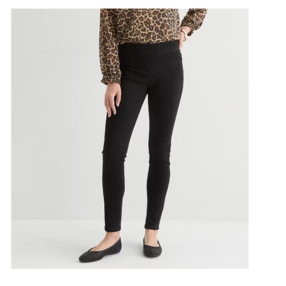 St. John's Bay Black Pull On Jeggings Size 4P